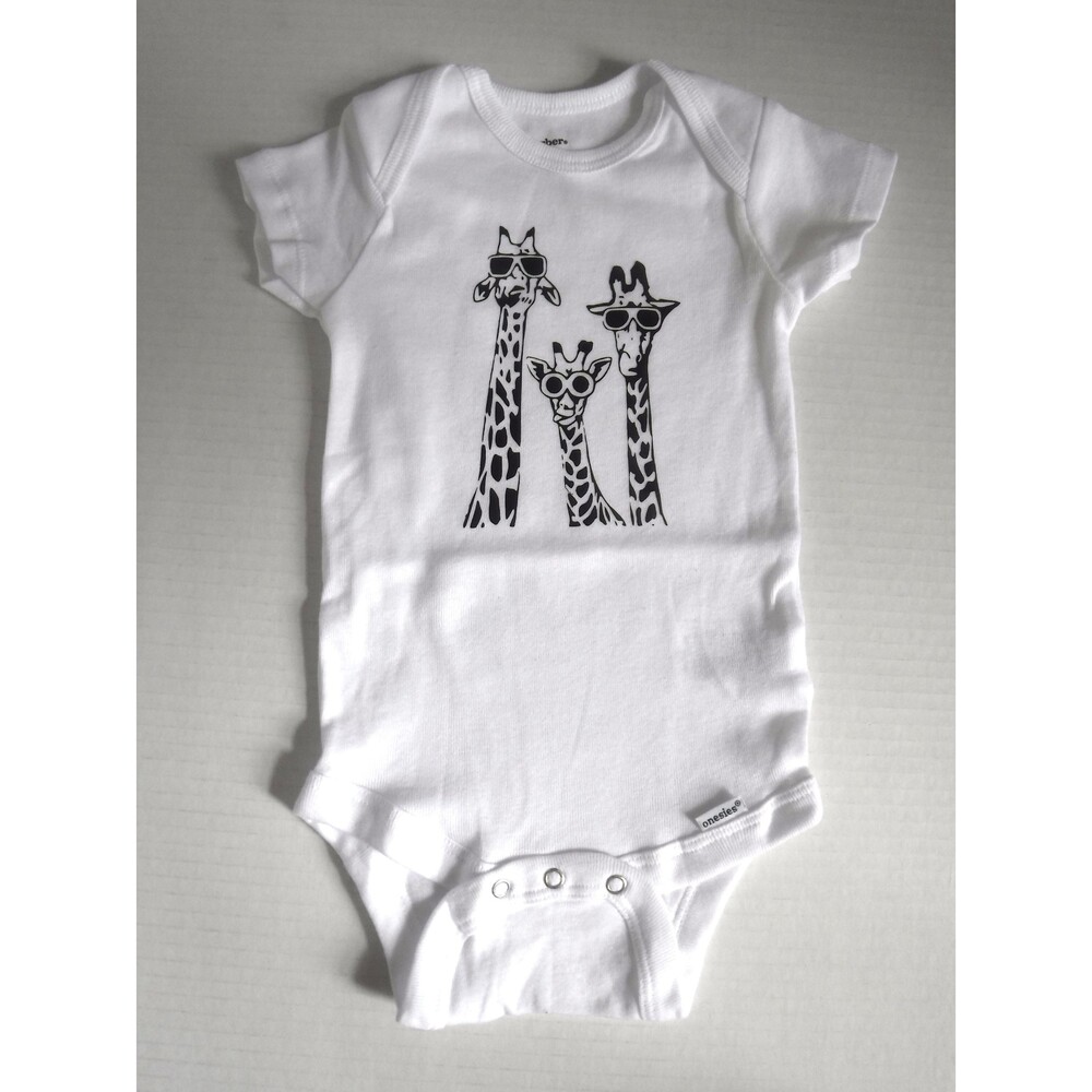 White Unisex Giraffe Onesie 3-6 Months